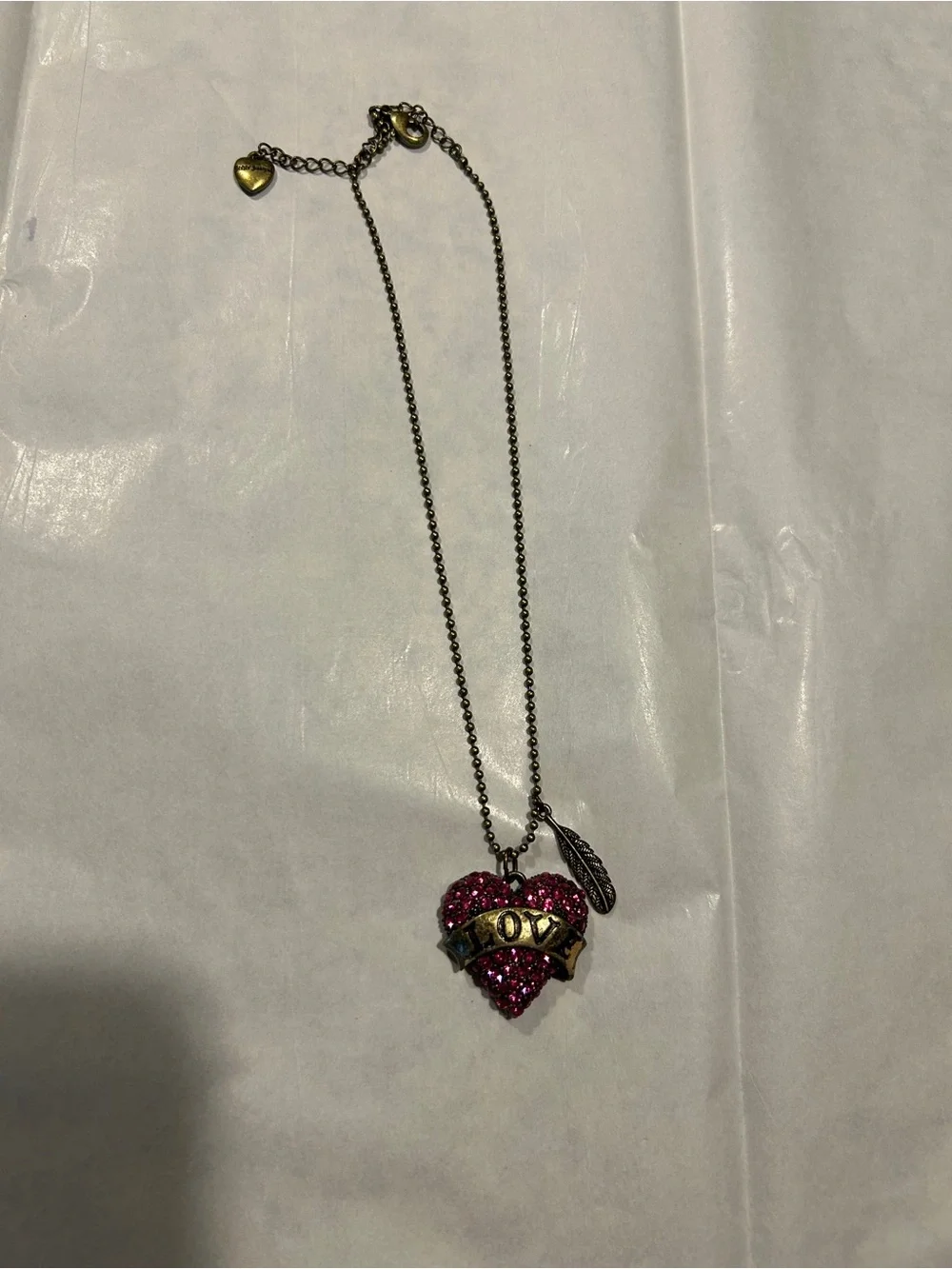 Vintage Betsey Johnson Love Heart Pendant Necklace